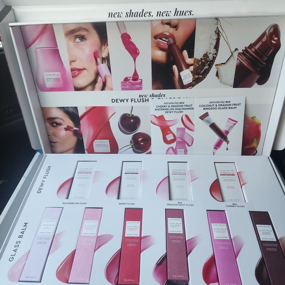 Glow Recipe Dewy Flush & Glass Balm Lip Shades Set — pink, red, burgundy
